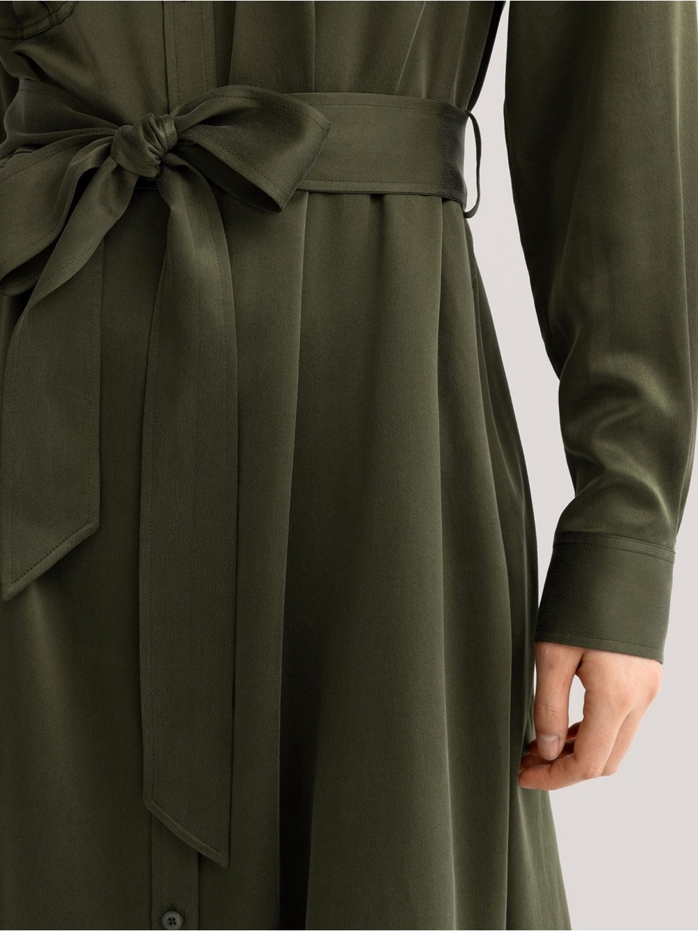 LilySilk Silk Suede Safari Military Trench Dress– Moss- Size L– NWT –$369 Retail - Picture 5 of 8